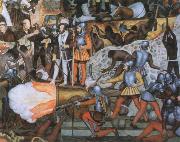 Diego Rivera the spanish conquest of mexico oil painting artist